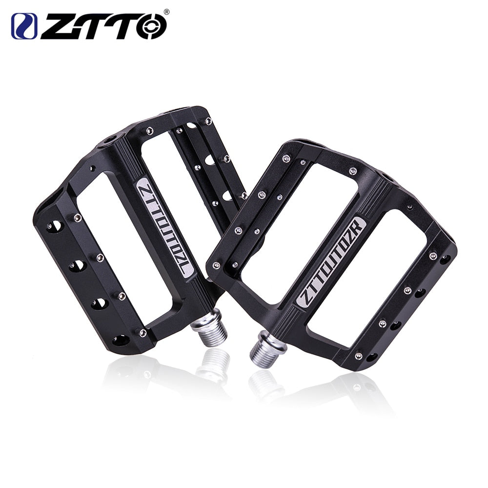 ZTTO MTB Bearings CNC Anti slip Pedal Aluminum Alloy Bike flat Pedal Road Gravel bike lightweight 9 pins pedal for XC AM JT02