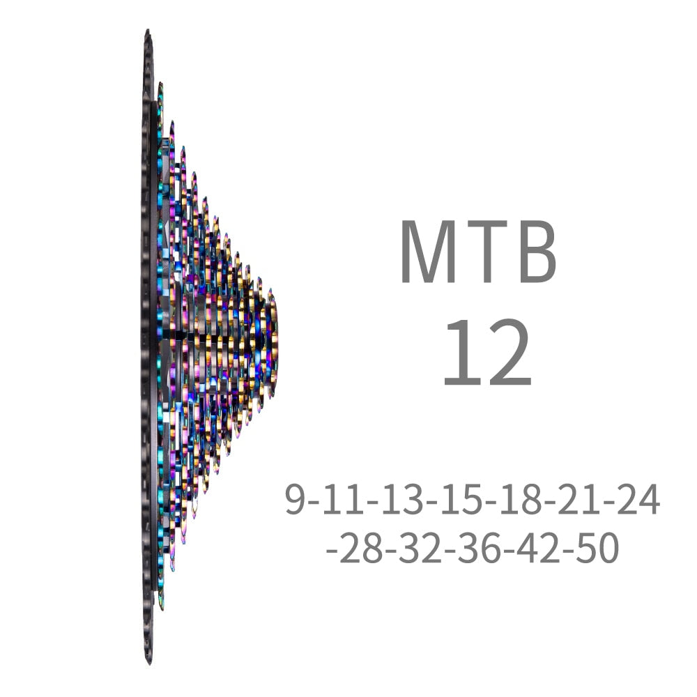 ZTTO MTB XD 12 Speed 9-50T Cassette Ultralight CNC Steel Rainbow Golden 375g Ultimate 12speed 9x46 Sprocket 1299 k7 Colorful ULT