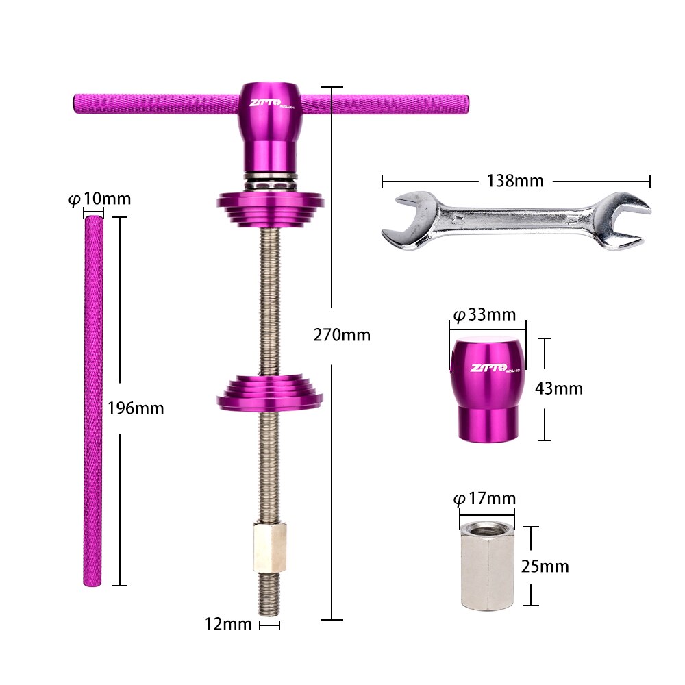ZTTO Bicycle Threadless Headset Press Fit Install Tool Zero Stack Semi Integrated Steering Box Fork Crown Nut Installer Driver