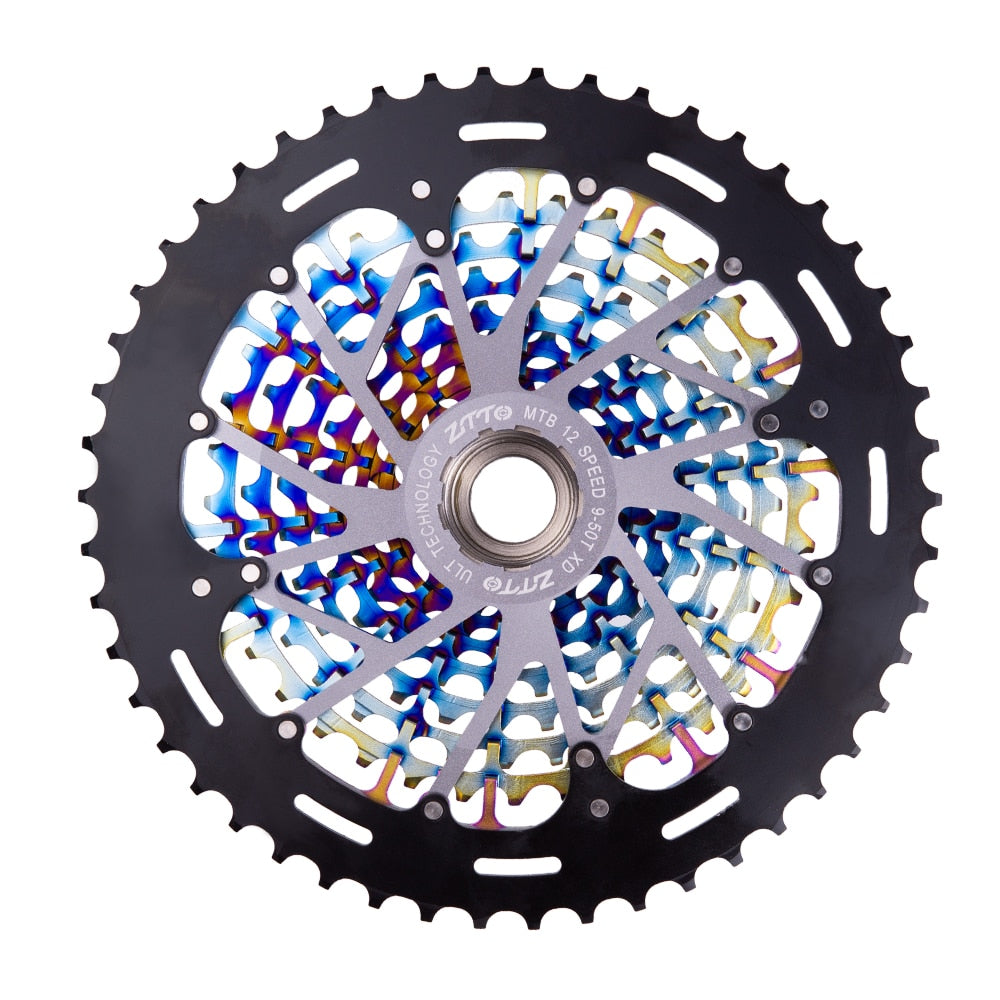 ZTTO MTB XD 12 Speed 9-50T Cassette Ultralight CNC Steel Rainbow Golden 375g Ultimate 12speed 9x46 Sprocket 1299 k7 Colorful ULT