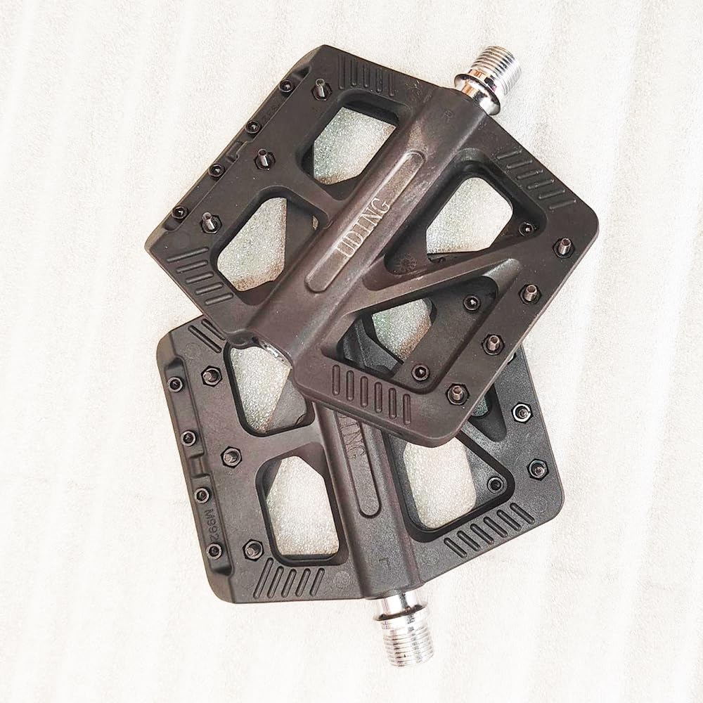 UDING Bike Pedals 9/16 for MTB, Mountain Road Bicycle Flat Pedal, with 16 Anti-Skid Pins -Universal Lightweight Aluminum Alloy Platform Pedal for Travel Cycle-Cross Bikes etc