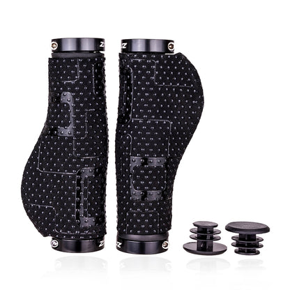ZTTO MTB Bicycle Ergonomics Grips Mosaic Style Comfortable Massage Raised Dots Aluminum Alloy Clamp Ring