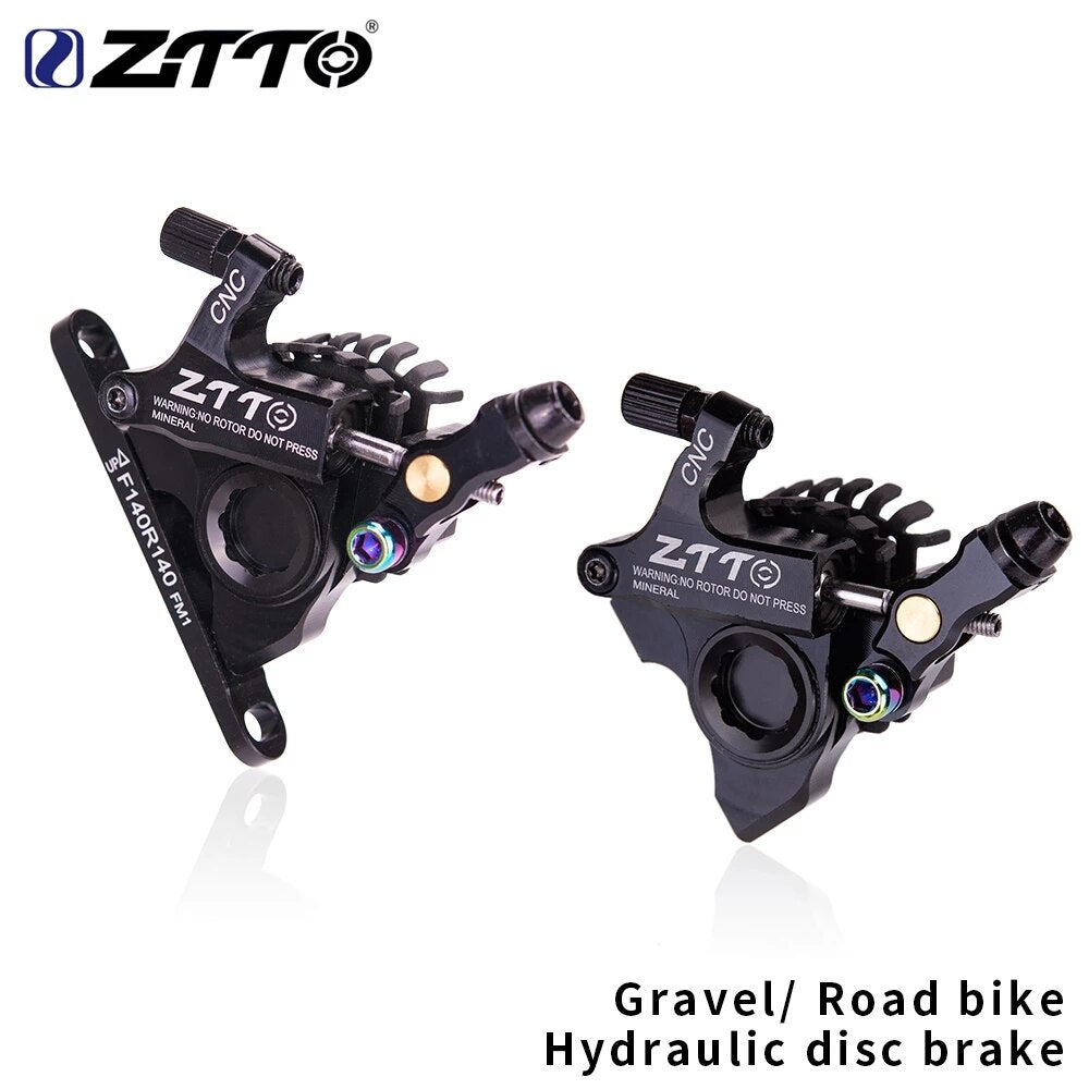 ZTTO Gravel Road Bike Hydraulic Disc Brake Flat Mount CX Rotor Brake Caliper CNC Bicycle Mechanical Wire Pull Cooling Pads 105