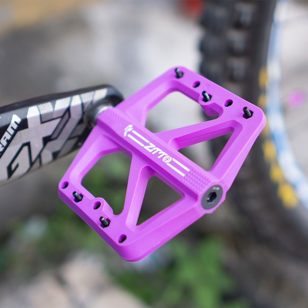 ZTTO Bicycle High Strength MTB Plastic Pedals Bearings DU Bushing for Mountain Bike XC AM BMX Anti-slip Big Foot Flat Nylon