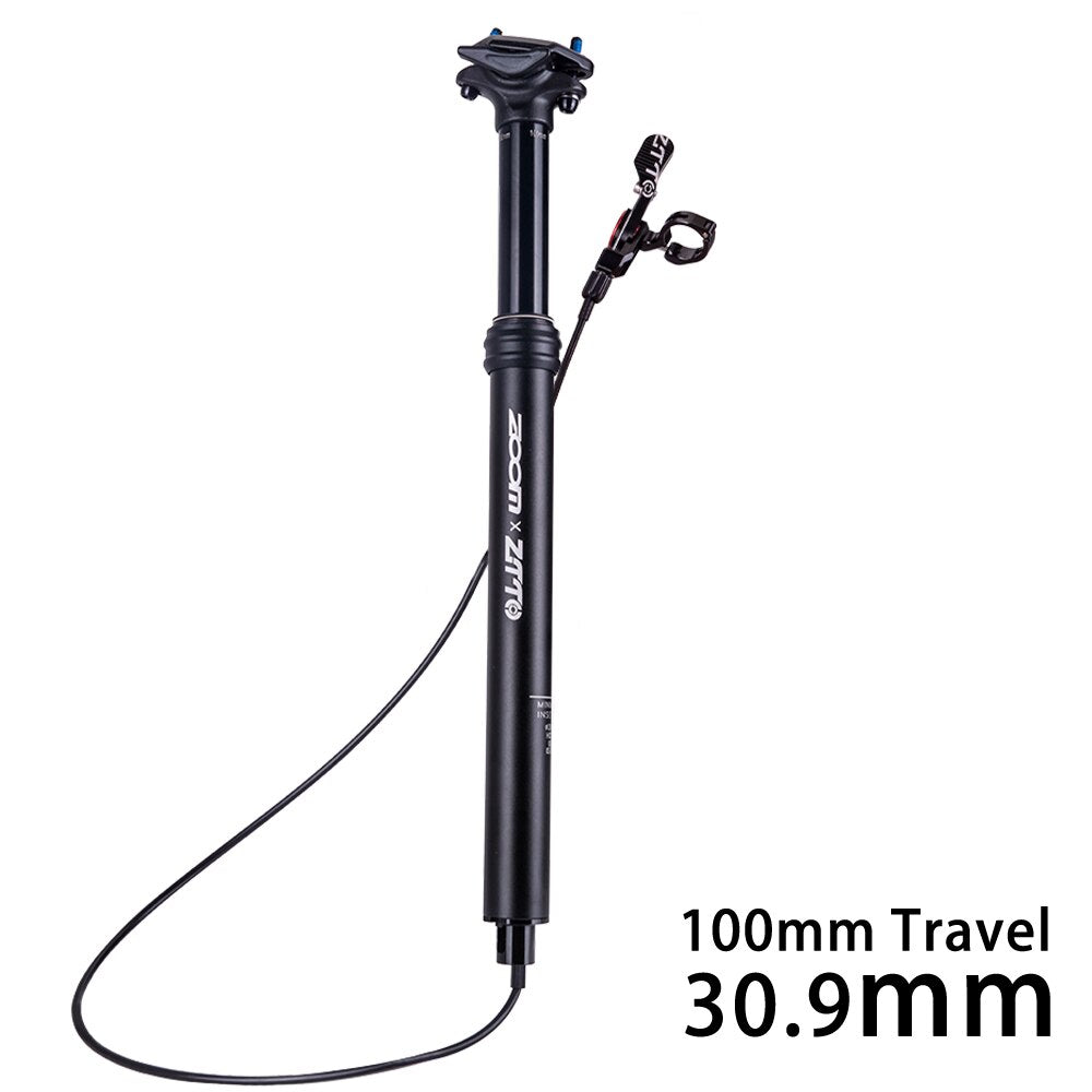 ZTTO MTB Dropper Seatpost Adjustable Suspension Seat Post Internal Routing External Cable Remote Lever 100mm Travel 30.9 31.6