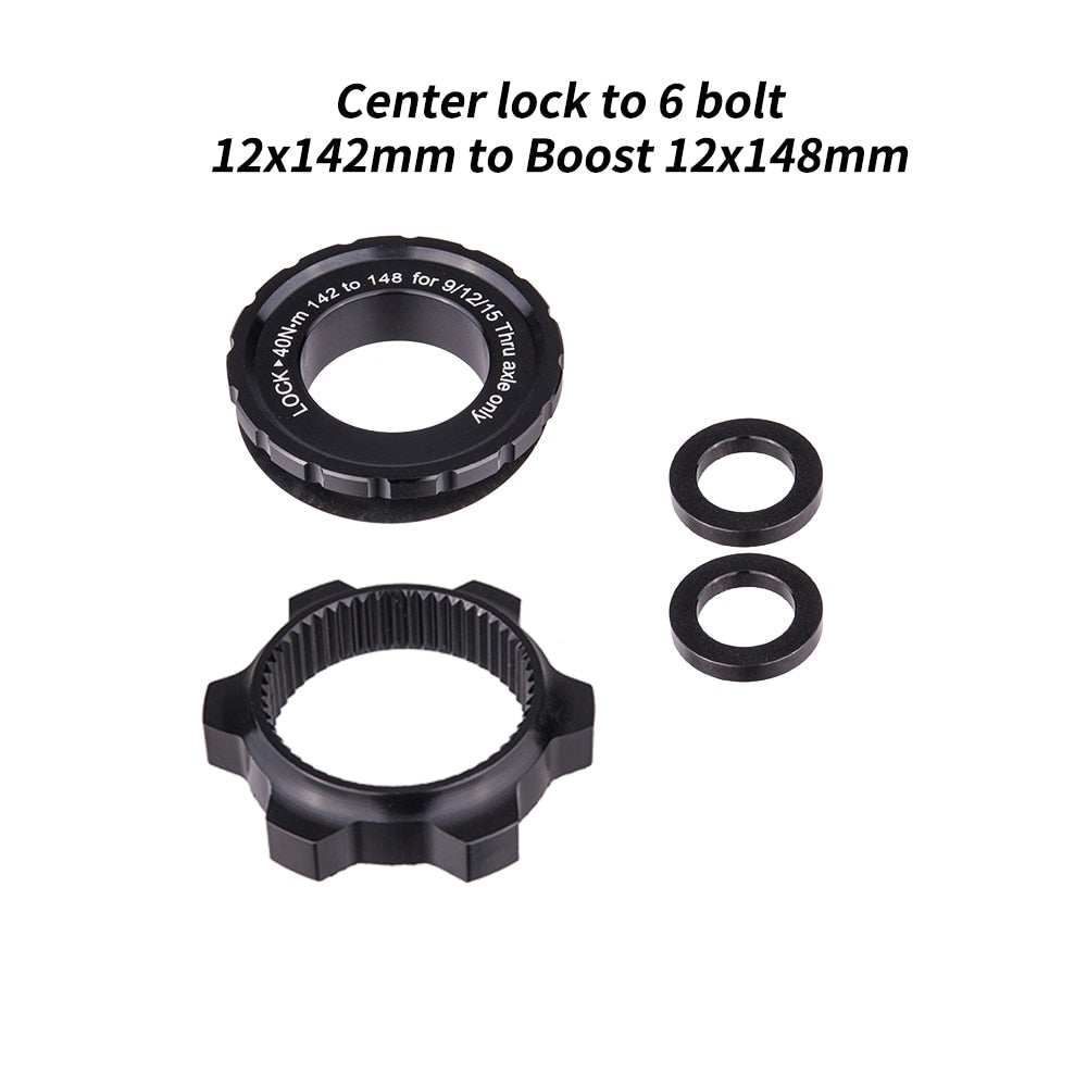 ZTTO Bicycle Hub Center Lock Adapter to 6 Bolt Disc Brake Boost Hub Spacer 15x100 to 15 x 110 Front Rear Washer 12x148 Thru Axle