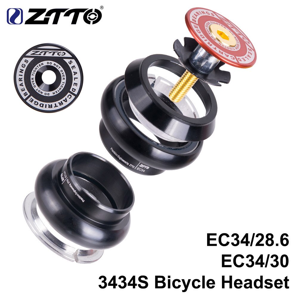 ZTTO 3434S MTB Road Bike Threadless Headset 34mm EC34 CNC 1-1/8 28.6 Straight Tube Fork 34 Conventional Threadless Headset