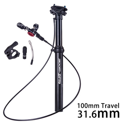 ZTTO MTB Dropper Seatpost Adjustable Suspension Seat Post Internal Routing External Cable Remote Lever 100mm Travel 30.9 31.6
