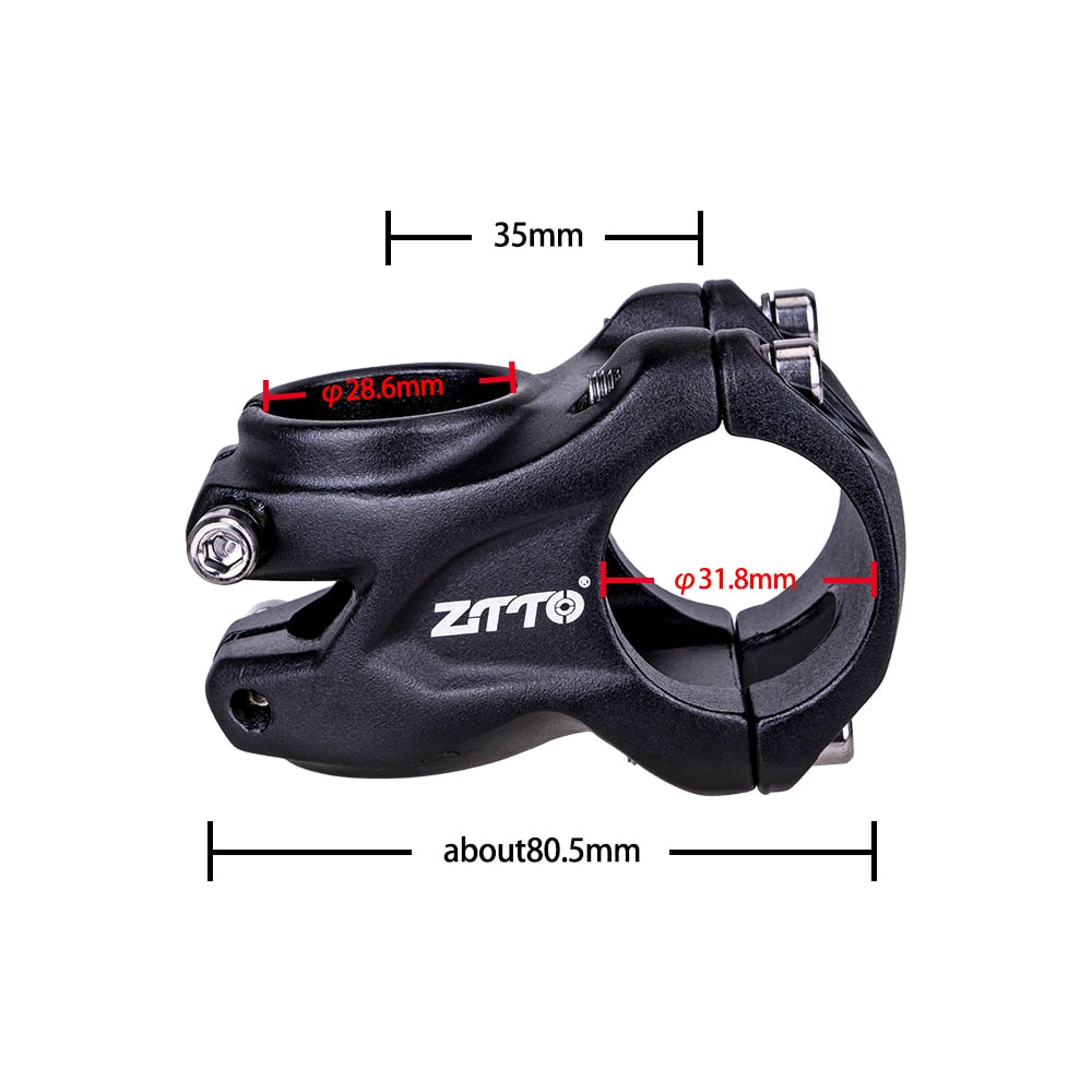 ZTTO Bicycle MTB 35mm Stem 0 Degree 31.8mm Lightweight Black AM Bike Down Hill Short High Strength Stem
