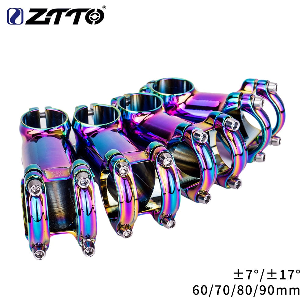 ZTTO Rainbow MTB Road Bike Oil Slick Stem 17 7 Degree 60 70 80 90mm High Strength Lightweight Fit 31.8mm Handlebar XC AM