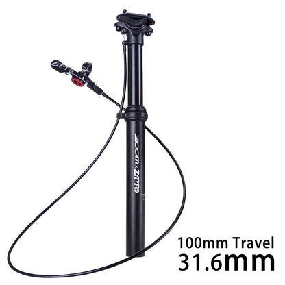 ZTTO MTB Dropper Seatpost Adjustable Suspension Seat Post Internal Routing External Cable Remote Lever 100mm Travel 30.9 31.6