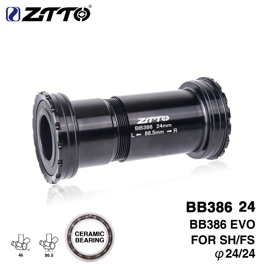 ZTTO BB386 CERAMIC 24 EVO Threaded Lock Press Fit Bottom Bracket for 386 Frame to 24mm Crankset Quality Center Adapter