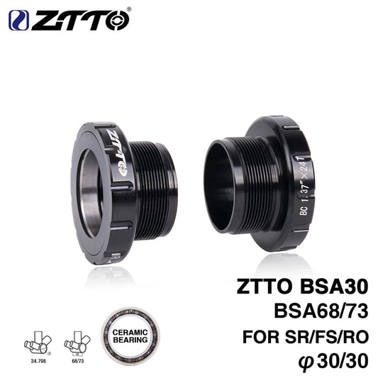 ZTTO Bicyle BSA30 Ceramic Bottom Brackets BSA68 BSA 68mm 73 MTB Road Bike External Bearing BB for BB386 30mm MTB Crankset