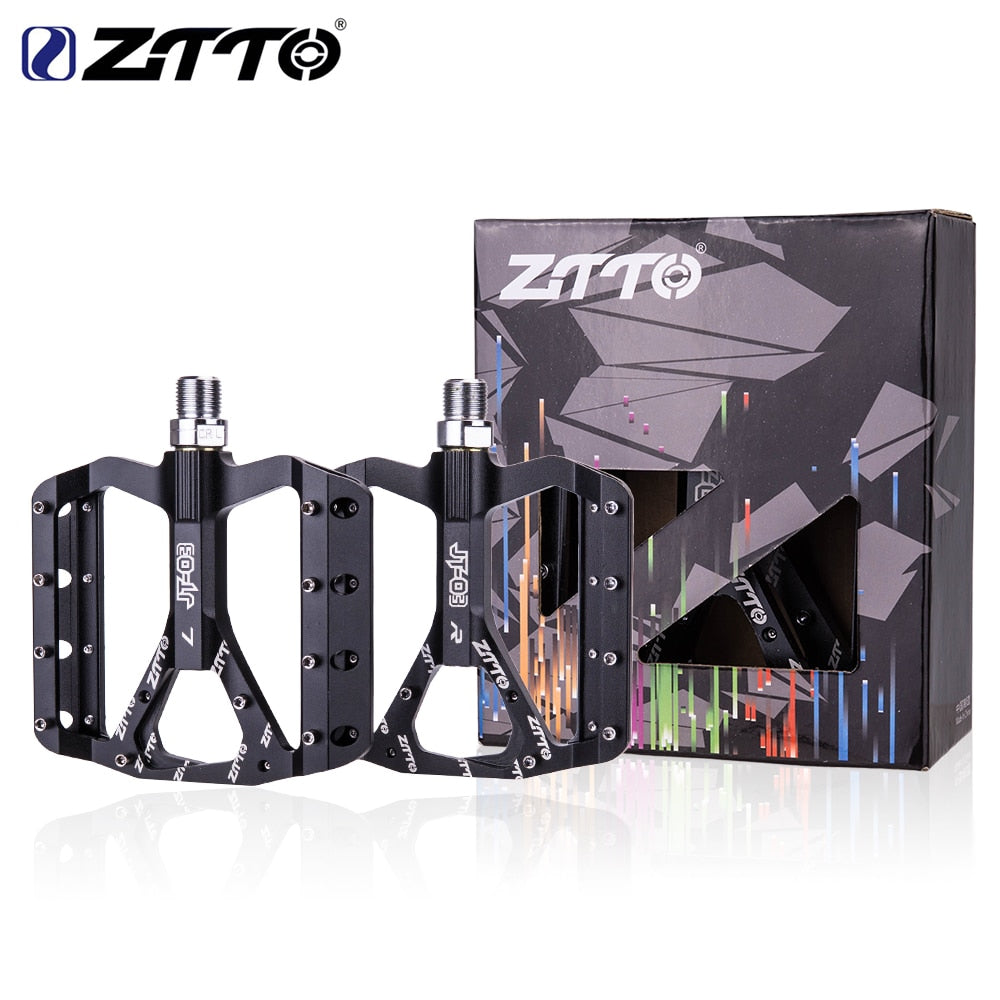 ZTTO MTB CNC Aluminum Alloy Bearings Pedal Bike flat Pedal Road Gravel bike lightweight 10 pins pedal for XC AM JT03