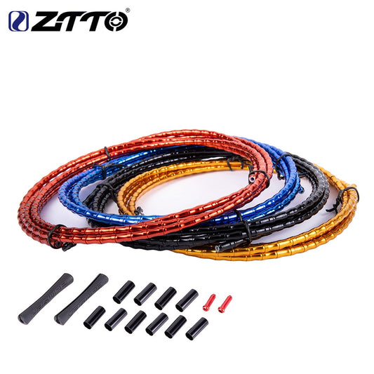 ZTTO MTB Floding Road Bike Bicycle CNC Bamboo Brake Line Cover Elite Aluminum Alloy Links Mountain Shift Cable Hose 1800mm Tube