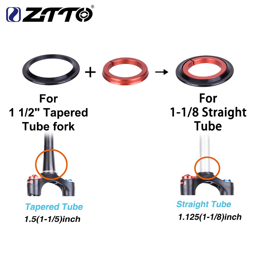 ZTTO 4252ST Bicycle Bearing Headset 42mm 52mm CNC 1 1/8"-1 1/2" Tapered Tube Fork Straight IS42 IS52 Integrated Angular Contact