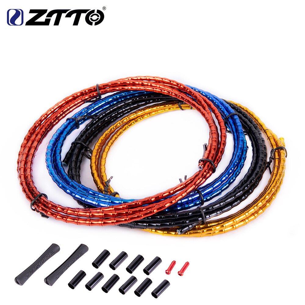 ZTTO MTB Floding Road Bike Bicycle CNC Bamboo Brake Line Cover Elite Aluminum Alloy Links Mountain Shift Cable Hose 1800mm Tube
