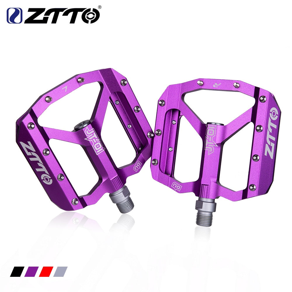 ZTTO MTB Bearing Aluminum Alloy Flat Pedal Bicycle Good Grip Lightweight 9/16 Pedals Big For Gravel Bike Enduro Downhill JT01