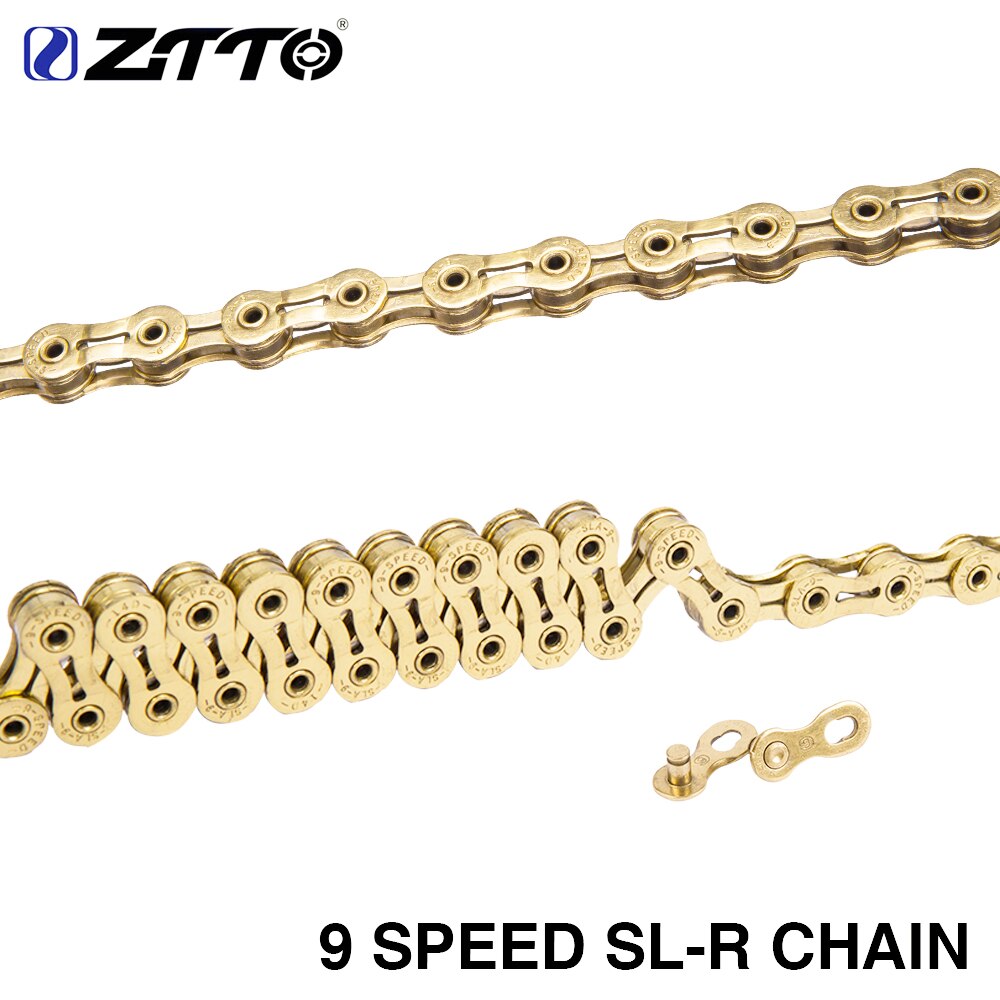 ZTTO Bicycle Parts MTB Road Bicycle 9 Speed Golden SLR Chain 9s 27s Bicycle Chain Ultralight Part Durable Gold