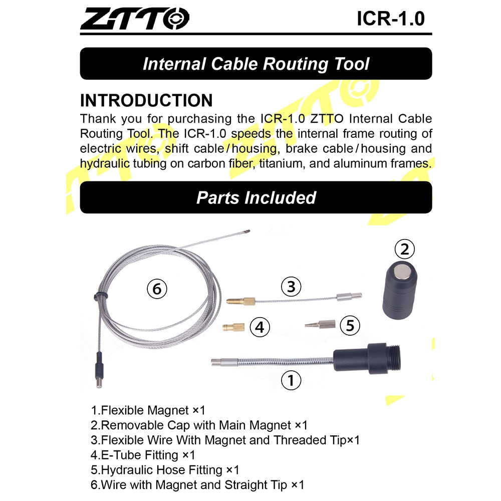 ZTTO Internal Cable Routing Tool For Bicycle Frame Shift Hydraulic Hose Wire Shifter Inner Cable DI E-Tube 2 Magnet