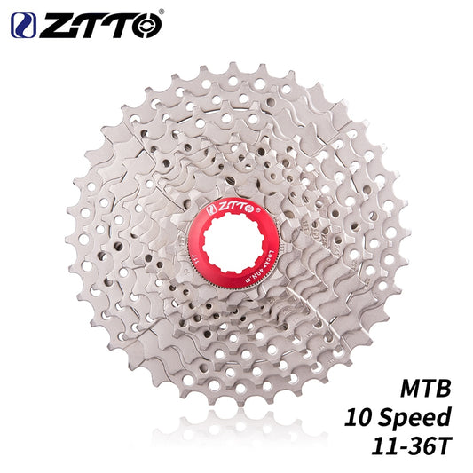 ZTTO 10 Speed 11-36T Cassette Silver 10s  Steel Freewheel  Parts for Mountain Bike