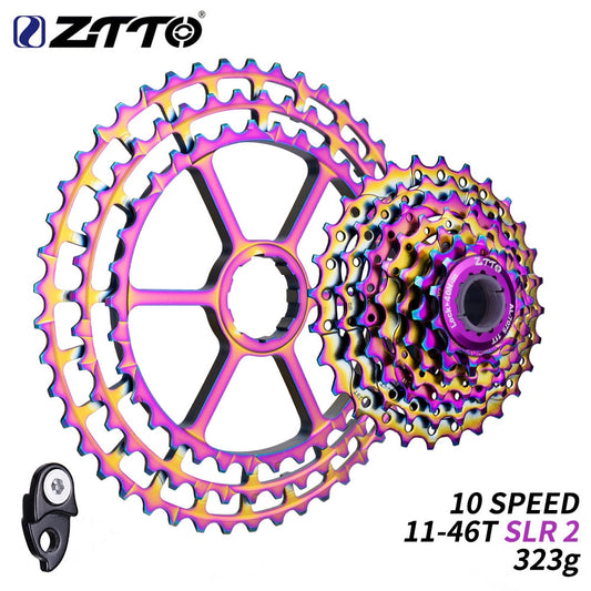 ZTTO 10 Speed Bicycle 11-46T SLR 2 Rainbow Cassette HG System 10s ultralight 46T CNC 10v k7 For MTB X0 X9 X7 M610 M781 M786