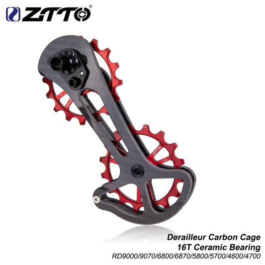 ZTTO Road Bike Carbon Fibre derailleur Cage With 16T Ceramic jockey wheel 16T Oversize Lower Pulley