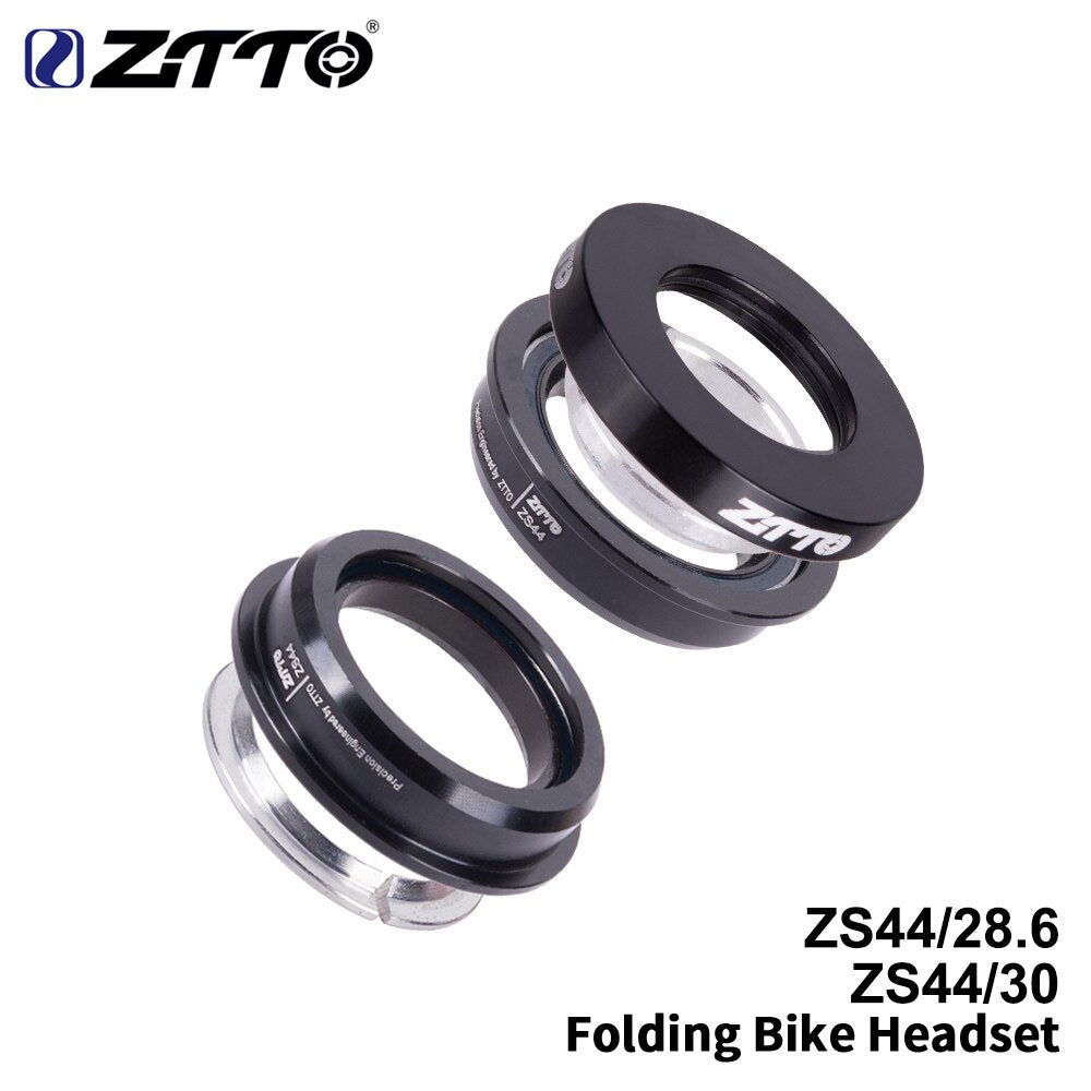 ZTTO Folding Bike Headset F4444S ZS44 Headset 44mm Steering 1-1/8 28.6mm Straight Tube Mountain Bike Low Profile Semi-integrated