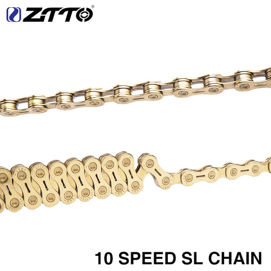 10S Bicycle Chain Golden Semi Hollow SL Road Bicycle Parts Durable Gold  missing link Titanium nitride coating for Mountain Bike