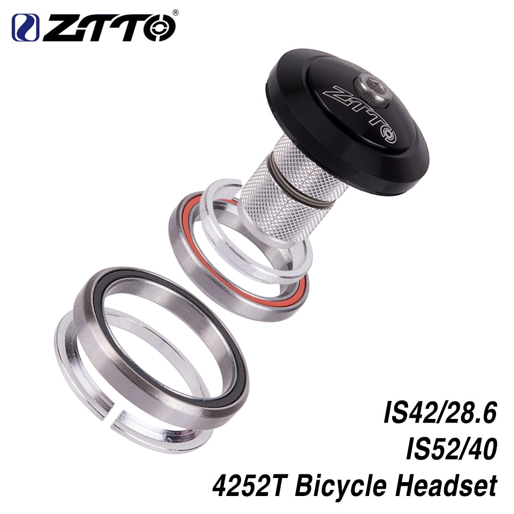 ZTTO MTB Bike Road Bicycle Headset 42mm 52mm CNC 1 1/8"-1 1/2" Tapered Tube fork Integrated Angular Contact Bearing 4252T