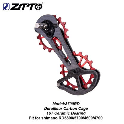 ZTTO Road Bike Carbon Fibre derailleur Cage With 16T Ceramic jockey wheel 16T Oversize Lower Pulley