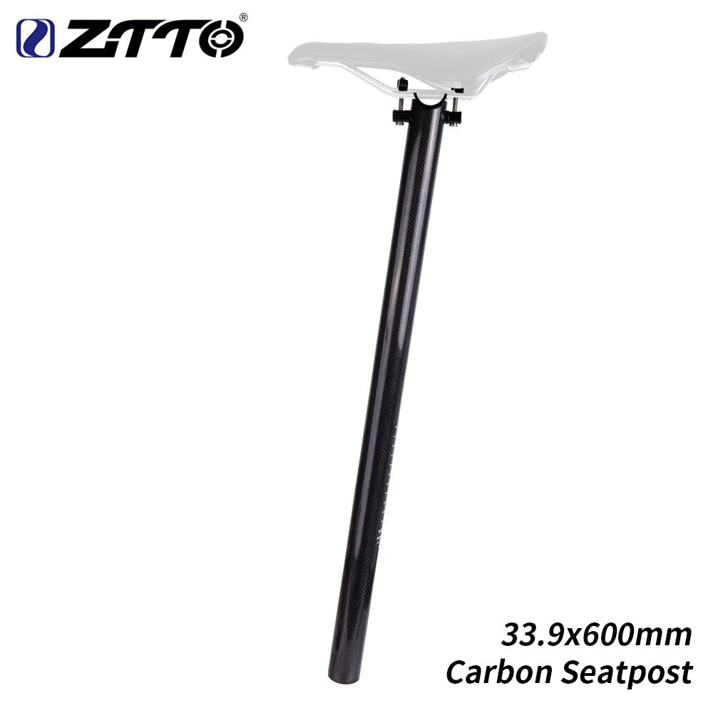 ZTTO Ultralight Bicycle SeatPost 33.9 600mm Folding Bike Seat Post Carbon Fiber 33.9mm Tube bike parts