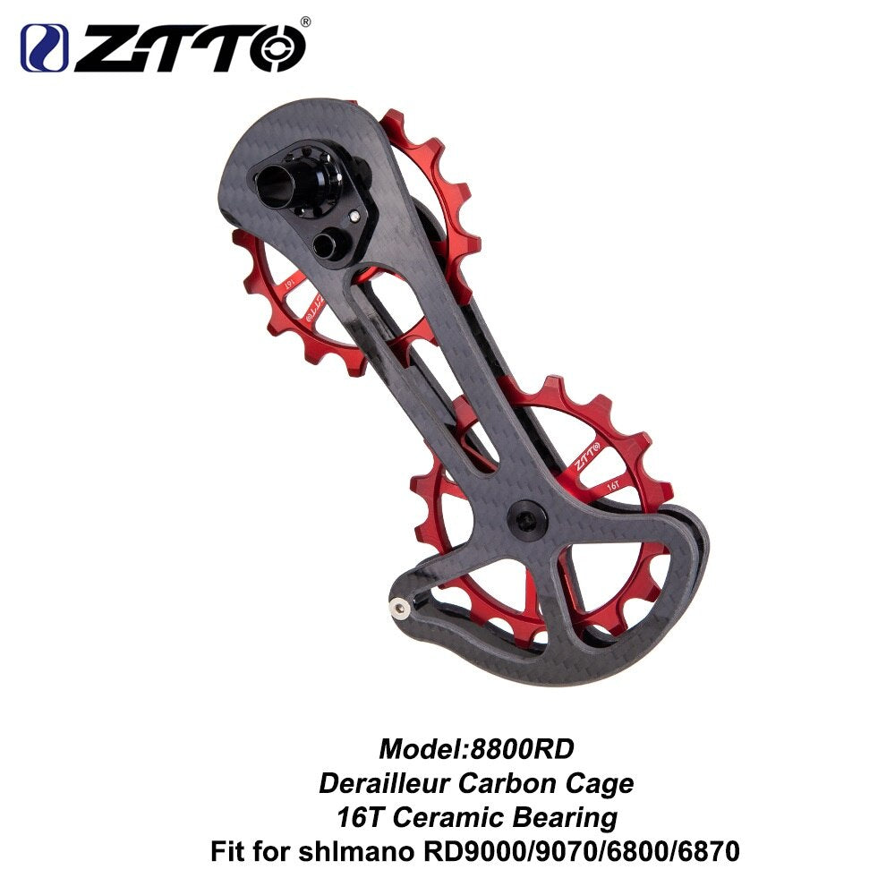 ZTTO Road Bike Carbon Fibre derailleur Cage With 16T Ceramic jockey wheel 16T Oversize Lower Pulley