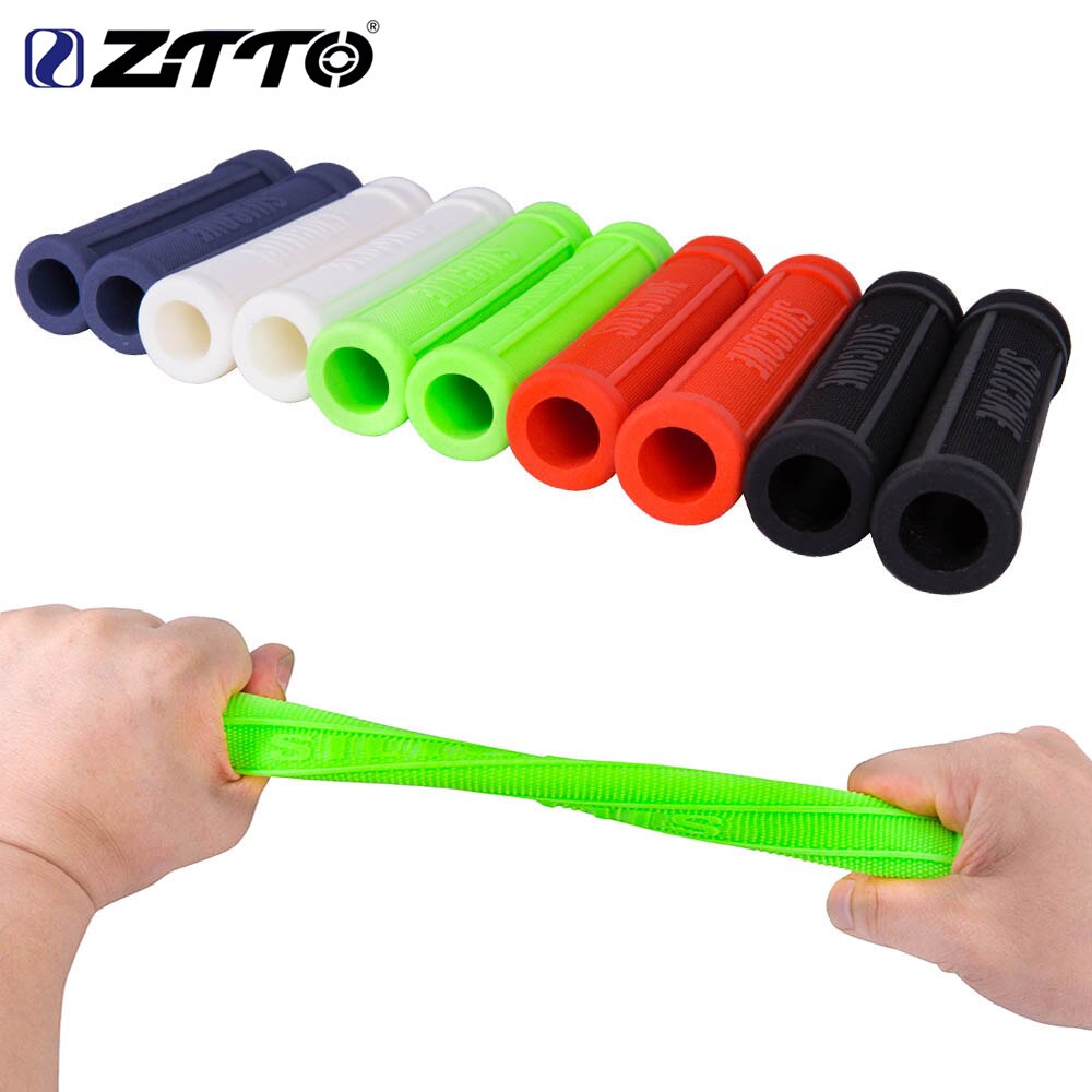 ZTTO 1 Pair Pure Silicone Gel Durable Shock-Proof Anti-Slip Bicycle Grips with Bar Plug For MTB Mountain Bike Road Bicycle Parts