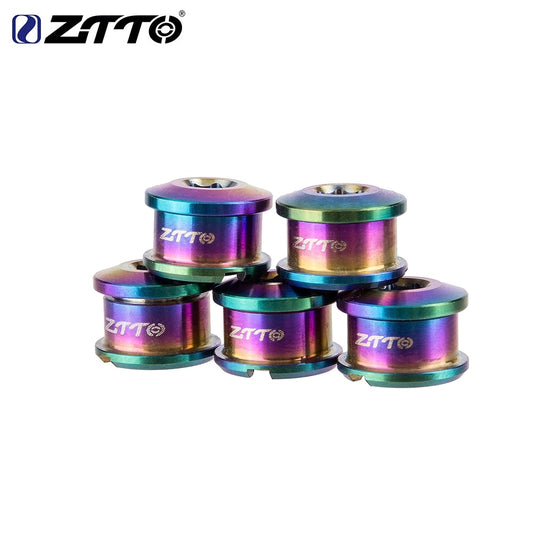 ZTTO 5PCS Titanium Chainring Bolt Bicycle Chainwheel Screws Road MTB Bicycle Disc Screw for Crankset Bicycle Parts