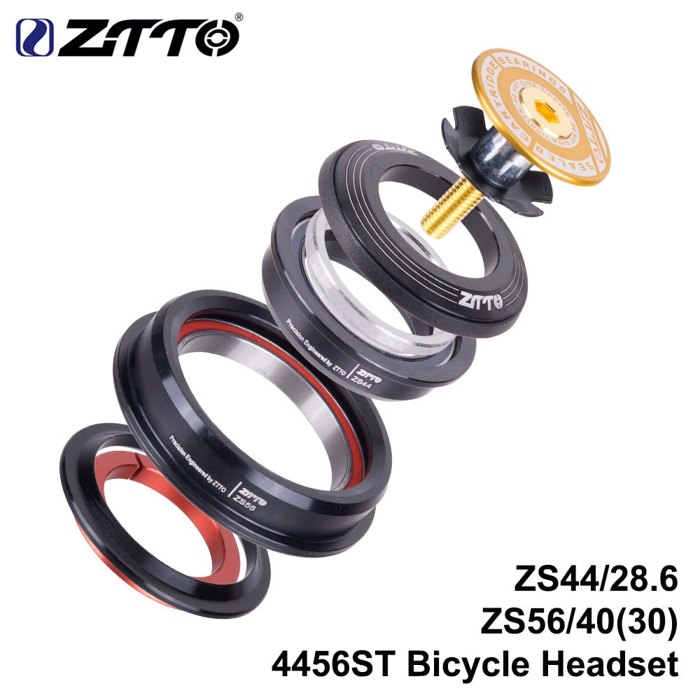 ZTTO Bicycle Internal Headset 44mm 56mm MTB Threadless Sealed Bearing 45 Degree ZS44 ZS56 Tapered Straight Fork Steerer 4456ST
