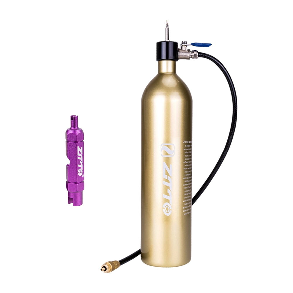 ZTTO Tubeless Pump Tire Inflator Tyre Air Booster Bottle With Valve Gas Cylinder 1.15L Fit For MTB Road Bike 29" 700c 27.5