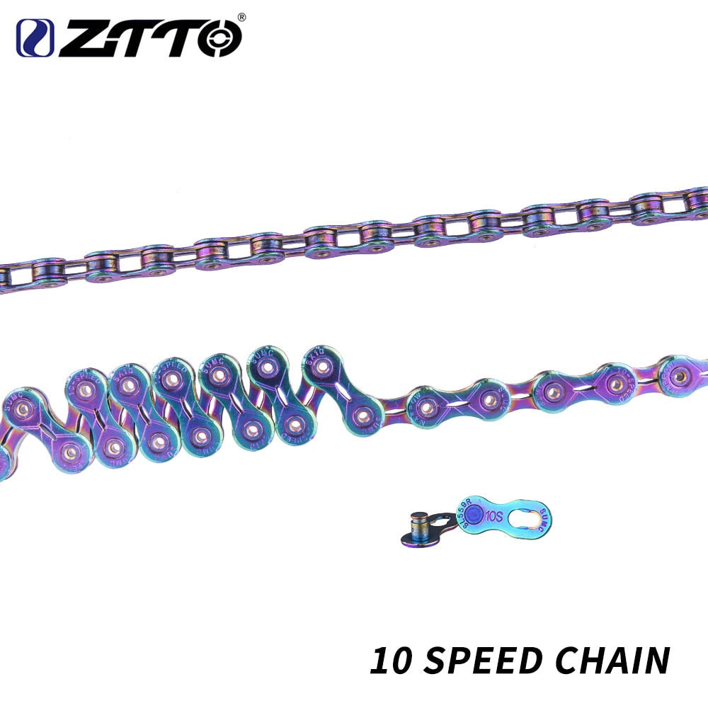ZTTO 10s Bicycle Chain 10 speed Rainbow Chain Road Bike 10speed Durable Chains Master link Rainbow EL SLR for MTB Mountain Bike