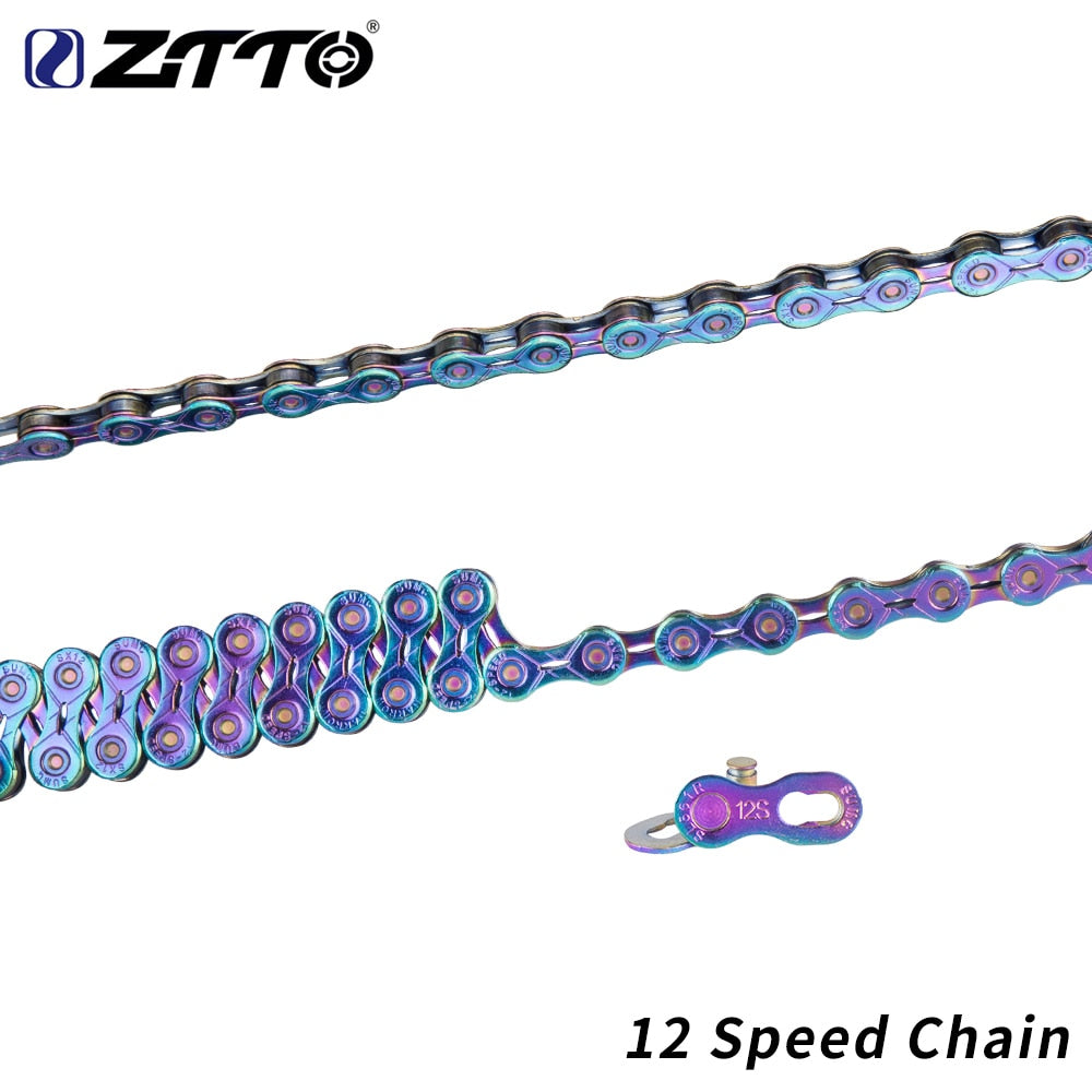 ZTTO 12 Speed SLR Chain 12s Colorful Road Bicycle ultralight Durable missing link Rainbow Chains for parts K7 MTB Mountain Bike