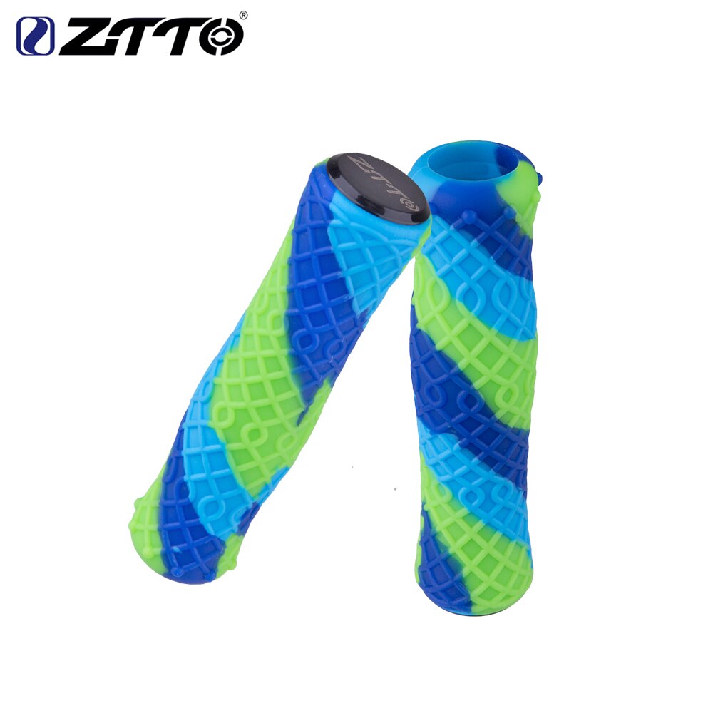 ZTTO 1 Pair Push Bike Pure Silicone Durable Gel Shock Proof Bicycle Grips with Bar end For MTB Mountain Bike Bicycle Parts