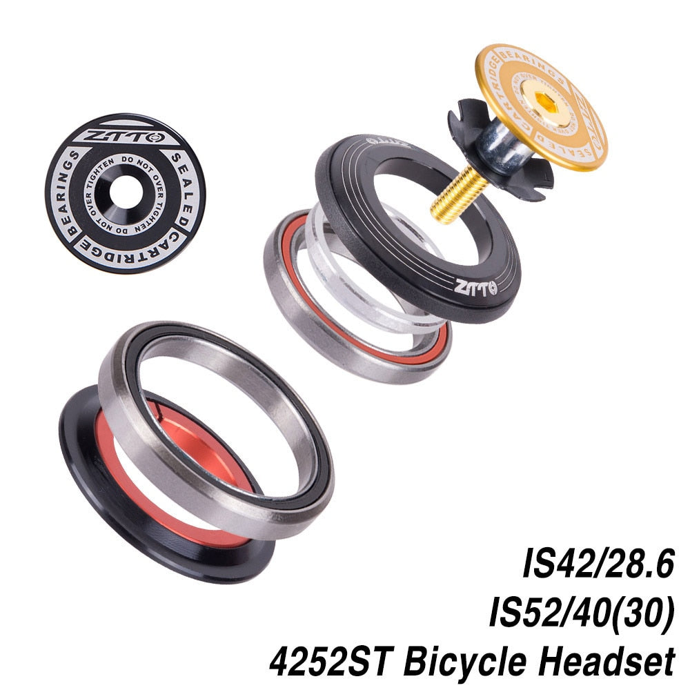 ZTTO 4252ST Bicycle Bearing Headset 42mm 52mm CNC 1 1/8"-1 1/2" Tapered Tube Fork Straight IS42 IS52 Integrated Angular Contact