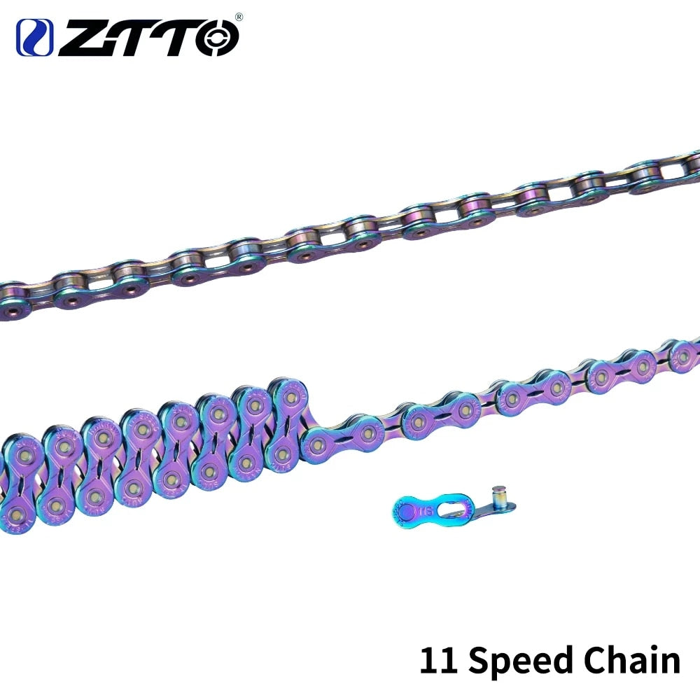 ZTTO 11 Speed SLR Chain 11s Colorful Road Bicycle Ultralight Durable Missing Link Rainbow Chains for MTB Mountain Bike M7000 GX