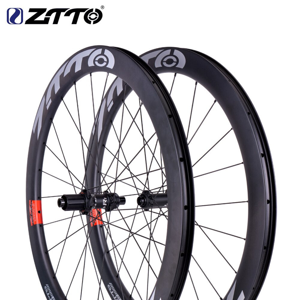 ZTTO Road Bike Carbon Fiber Wheelset 38mm 45 50 Aero Rim Disc Brake Hub 142 Thru Axle 135 QR 4 Pawls Durable M1 Bicycle Wheel