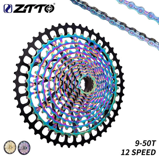 ZTTO MTB XD 12 Speed 9-50T Cassette Ultralight CNC Steel Rainbow Golden 375g Ultimate 12speed 9x46 Sprocket 1299 k7 Colorful ULT