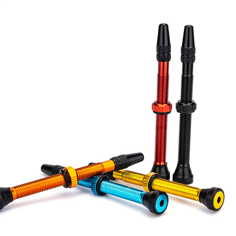 Alloy Tubeless 40mm Bicycle Presta Valve Stems Fits Most Rims with 2 Types  of Grommets Included for Each stem.